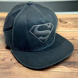 Superman Logo Hat Youth Snapback All Black Baseball Cap One Size